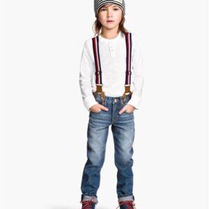H&M Boys Moto Straight Leg Jeans with Suspenders